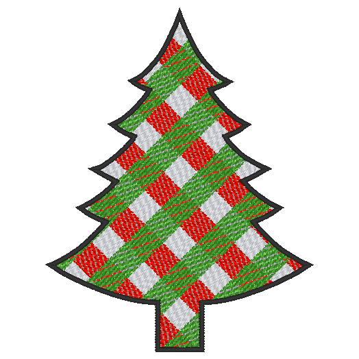 Christmas Tree Machine Embroidery Design, Three Color Diagonal Plaid - Stitch Wicked Shop