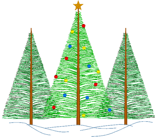 Christmas Winter Fir Trees Embroidery Design