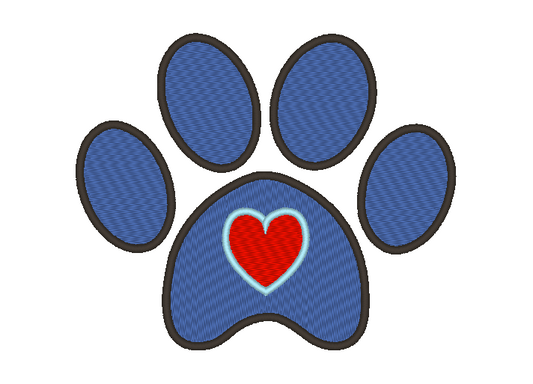 Paw Print With Heart Machine Embroidery Design - Stitch Wicked Shop