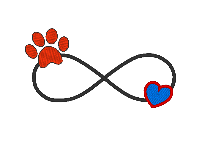Puppy Dog Paw Print Heart Infinite Machine Embroidery Design - Stitch Wicked Shop