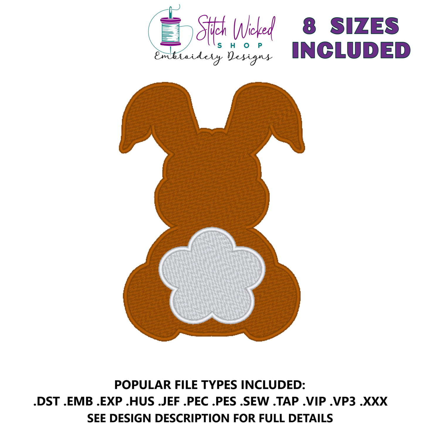 Bunny Rabbit Machine Embroidery Design - Stitch Wicked Shop