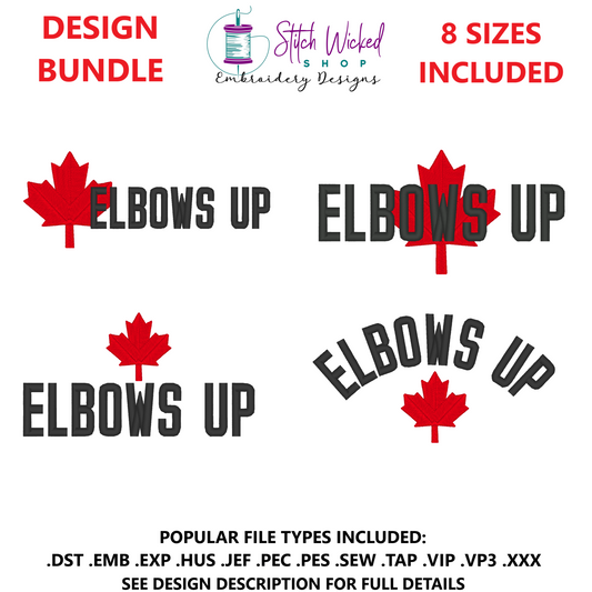 Elbows Up Embroidery Design Bundle