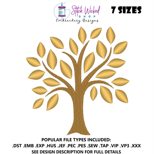 Elegant Tree Machine Embroidery Design Bundle, 3 Designs With 7 Sizes