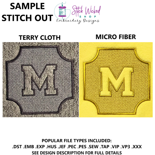 Embossed Monogram Towel Embroidery Design Set, A - Z Monogram