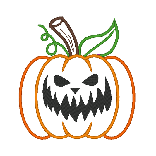 Pumpkin Jack O Lantern Halloween Applique Embroidery Design, (Face 10) - Stitch Wicked Shop