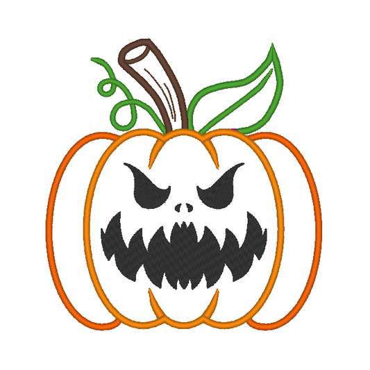 Pumpkin Jack O Lantern Halloween Applique Embroidery Design, (Face 2) - Stitch Wicked Shop
