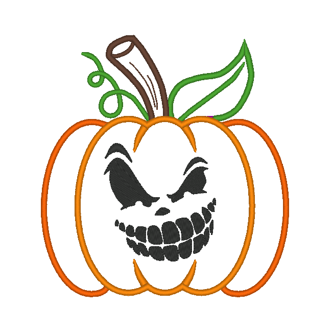 Pumpkin Jack O Lantern Halloween Applique Embroidery Design, (Face 4) - Stitch Wicked Shop