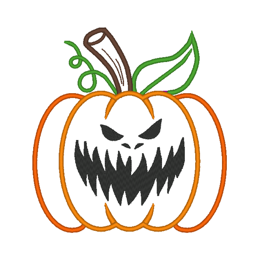 Pumpkin Jack O Lantern Halloween Applique Embroidery Design, (Face 6) - Stitch Wicked Shop