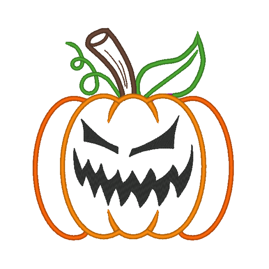 Pumpkin Jack O Lantern Halloween Applique Embroidery Design, (Face 7) - Stitch Wicked Shop