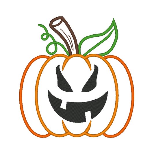 Pumpkin Jack O Lantern Halloween Applique Embroidery Design, (Face 8) - Stitch Wicked Shop