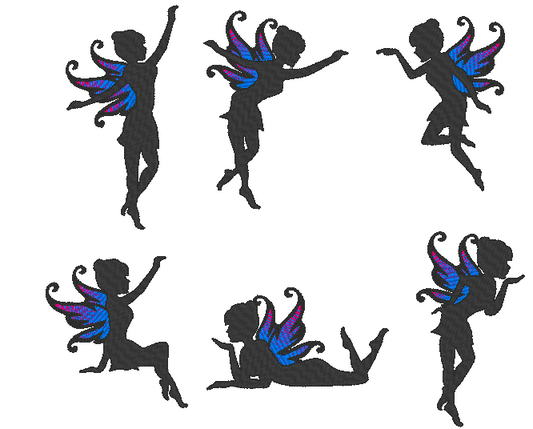 Fairy Silhouette Machine Embroidery Design Bundle, Fantasy Embroidery