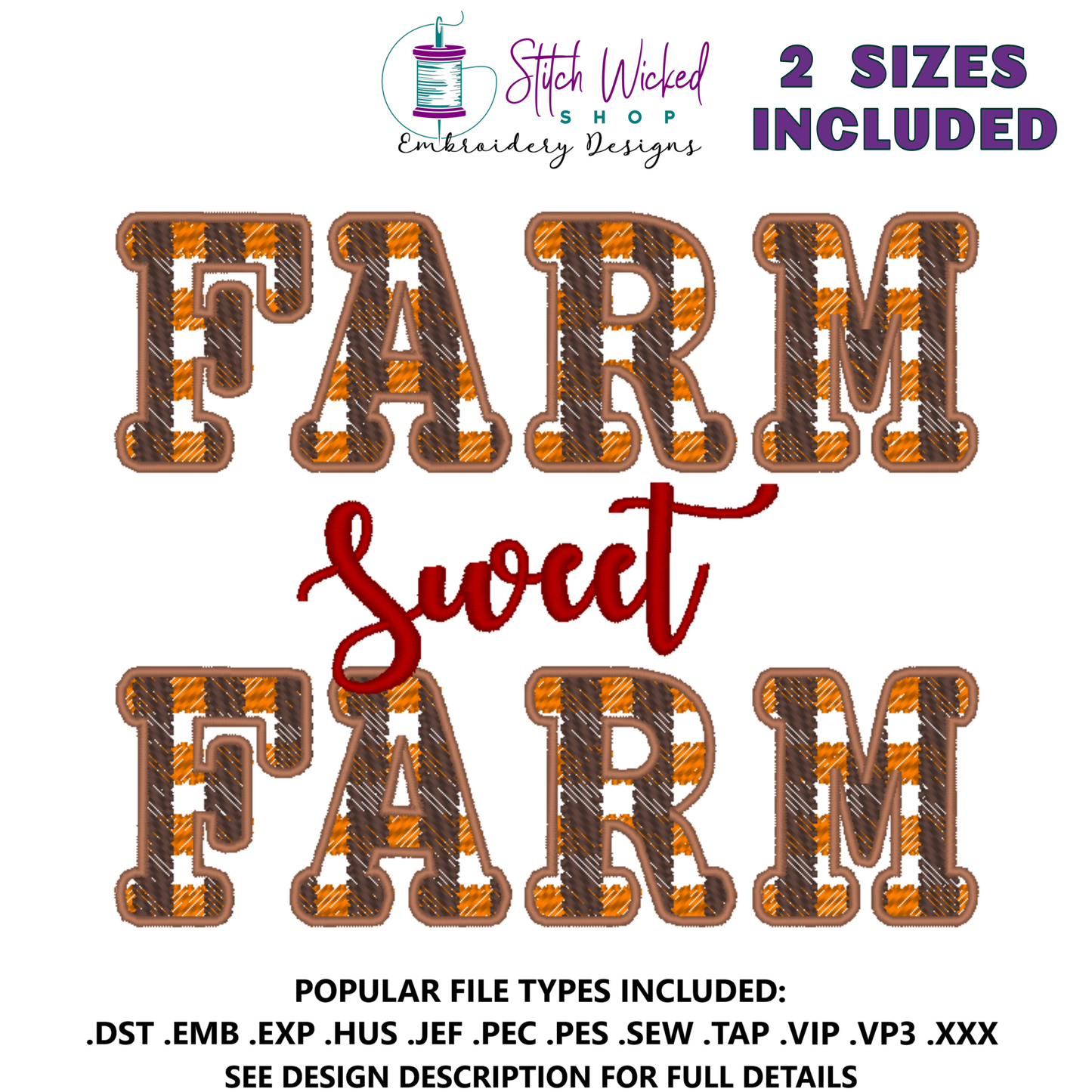 Farm Sweet Farm Machine Embroidery Design