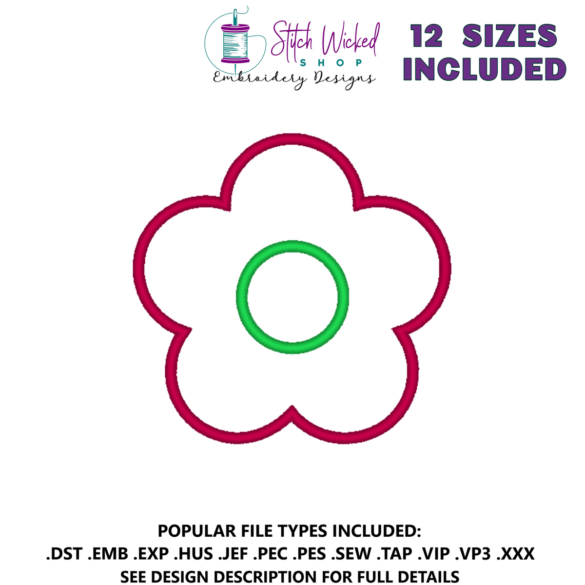 Flower Applique Machine Embroidery Design - Stitch Wicked Shop