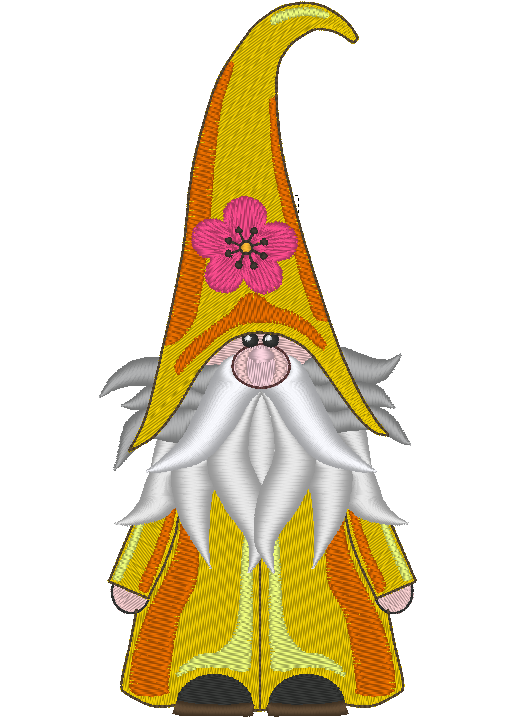 Gnome Machine Embroidery Design, Flower Hat