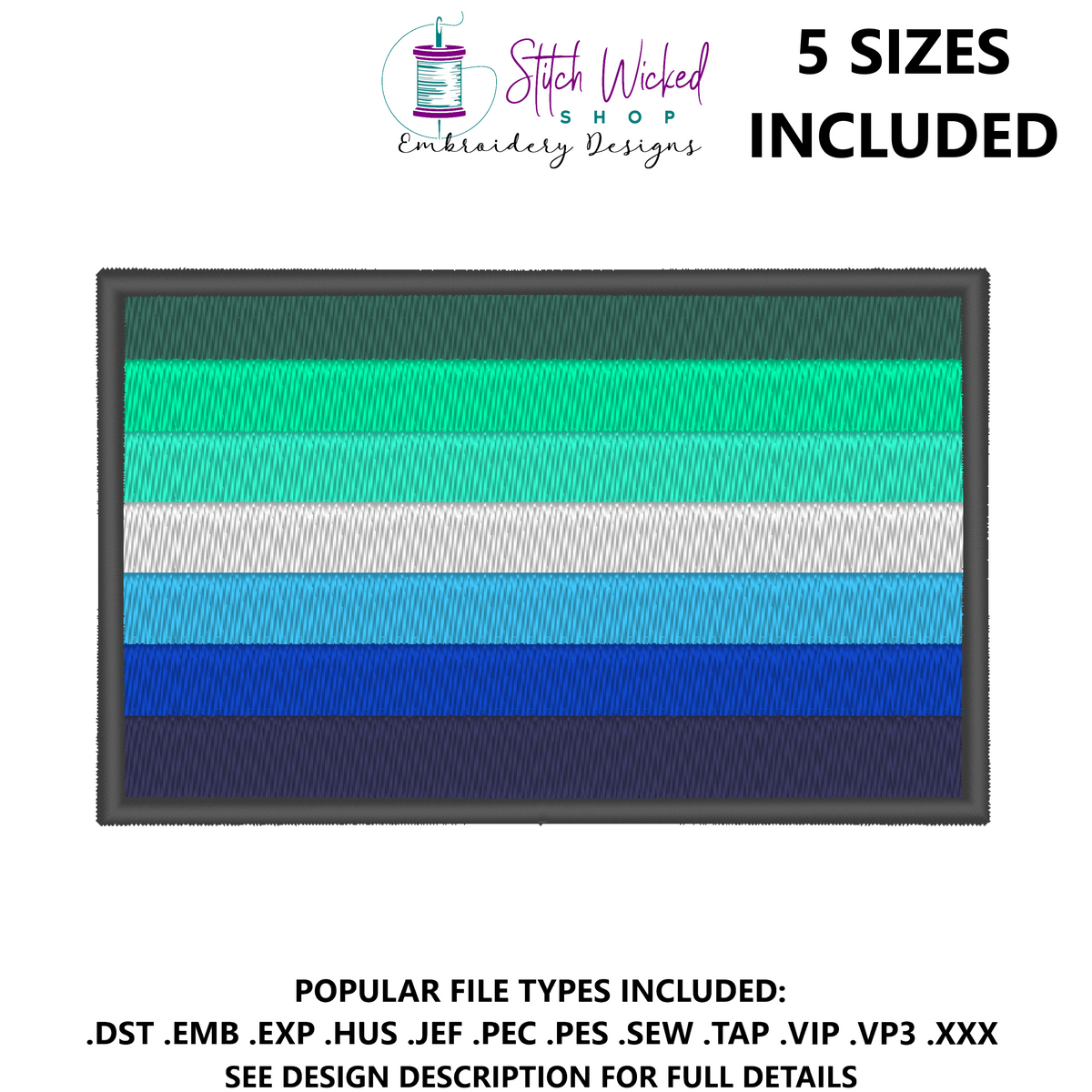 Gay Men's Pride Flag Machine Embroidery Design, LGBTQ Pride Flag - Stitch Wicked Shop