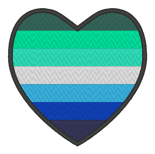 Gay Men's Pride Flag Heart Embroidery Design, Heart Pride Flag Patch, 7 Sizes Included