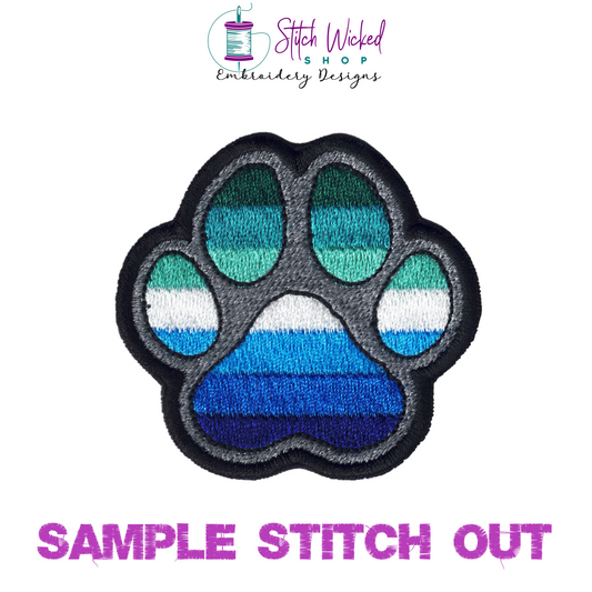 Gay Men's Pride Flag Puppy Dog Paw Print Machine Embroidery Design