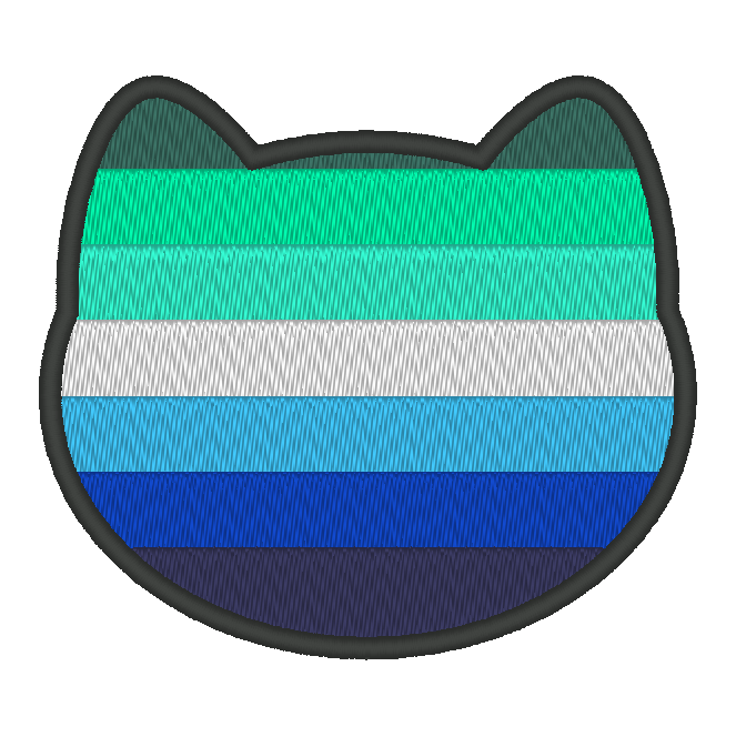 Gay Men's Purride Flag Embroidery Design, Cat Pride Flag Patch, 7 Sizes Included