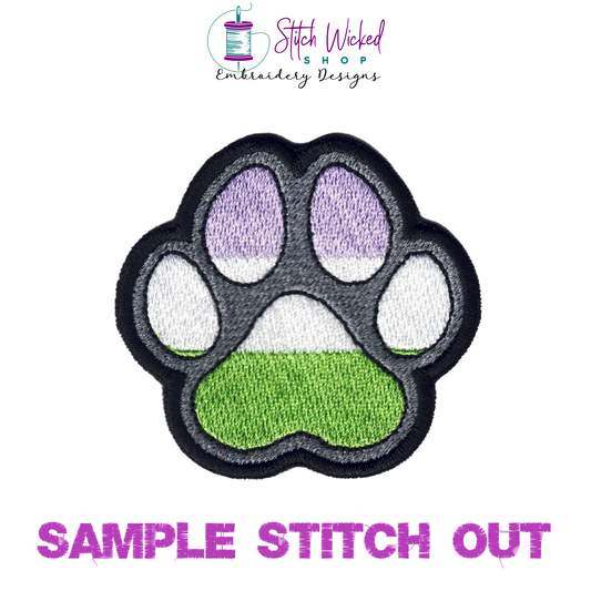 Genderqueer Pride Flag Puppy Dog Paw Print Machine Embroidery Design - Stitch Wicked Shop