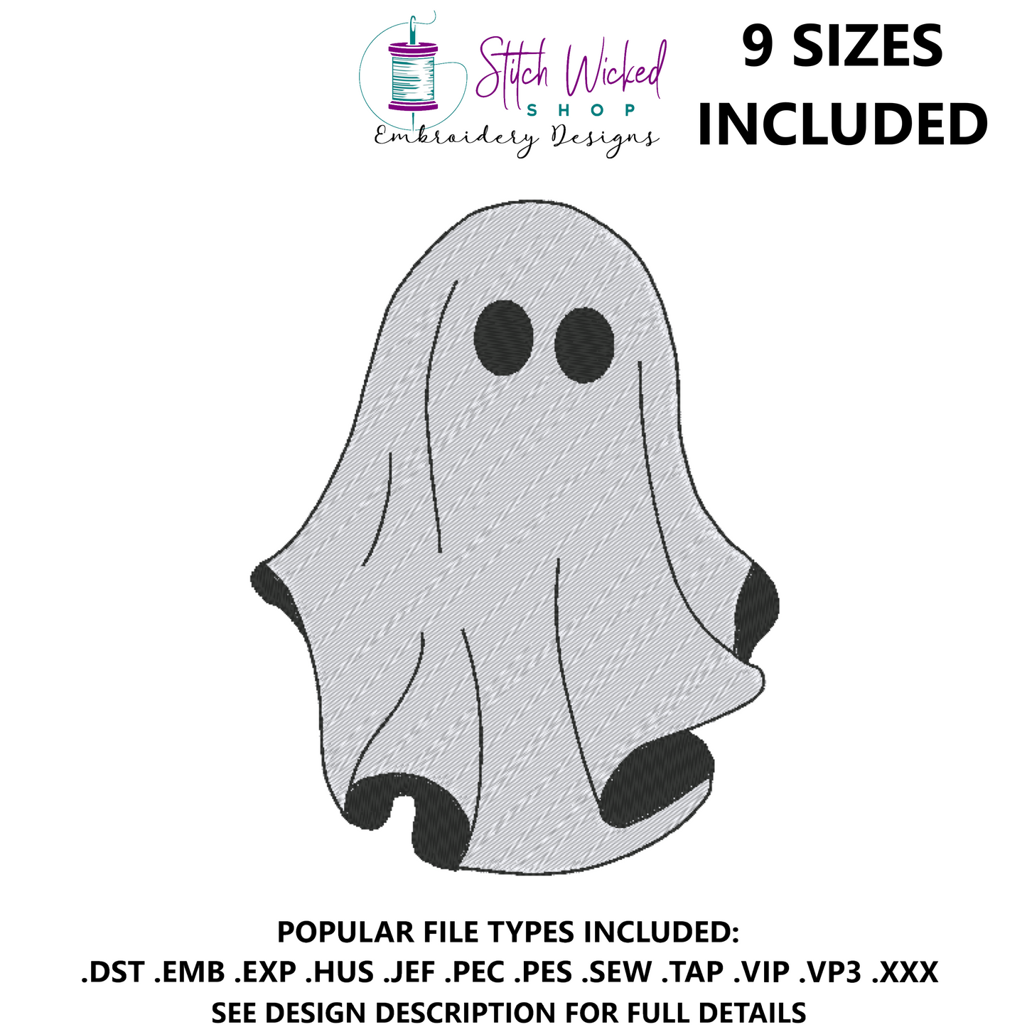 Halloween Ghost Machine Embroidery Design