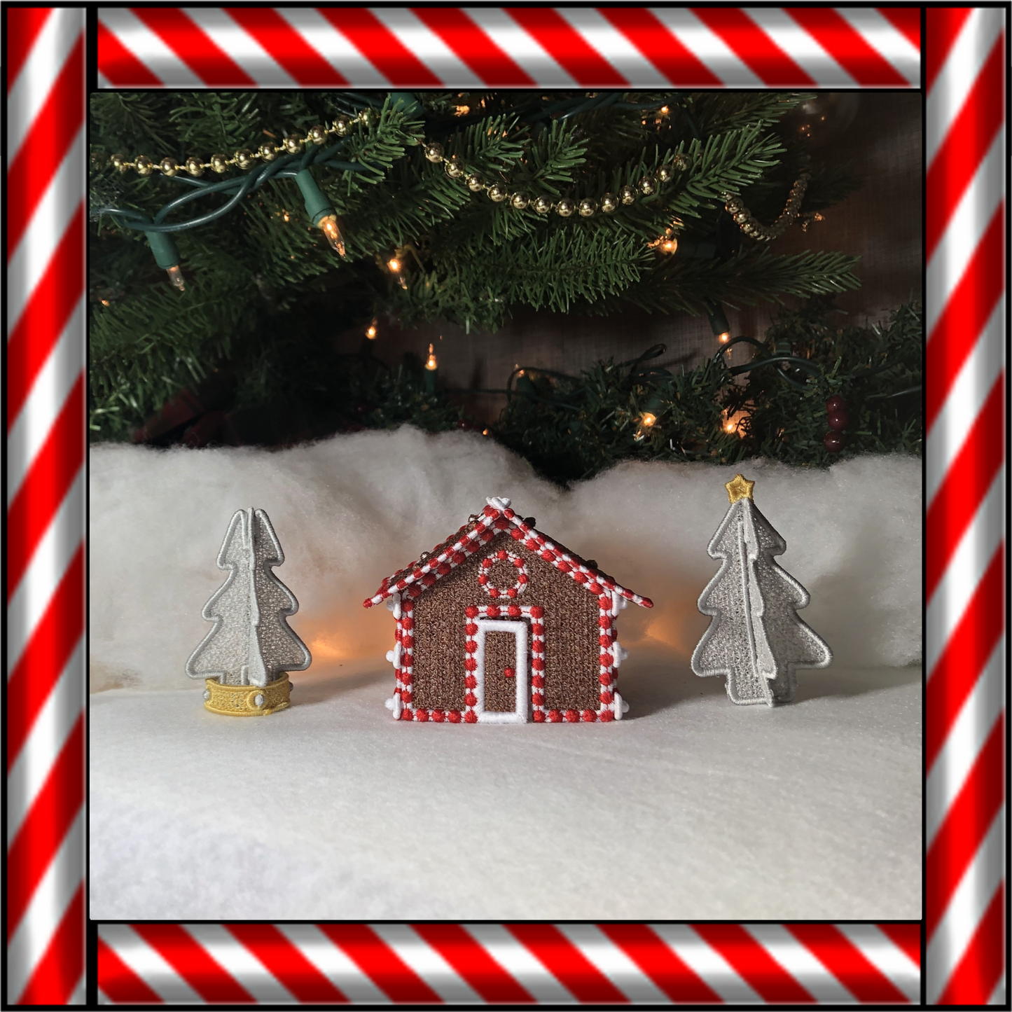 Free Standing Lace 3D Gingerbread House Machine Embroidery Designs, 4X4 Christmas Village Cottage