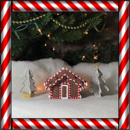 Free Standing Lace 3D Gingerbread House Machine Embroidery Designs, 5X7 Christmas Village Cottage