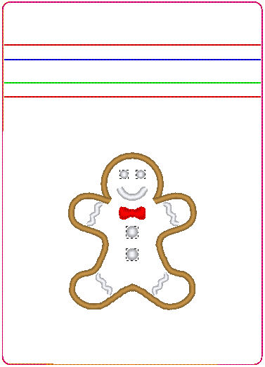 In the Hoop Bag Embroidery Design, Applique Gingerbread Man 5X7 Fully Lined ITH Zipper Bag (No Exposed Seams)
