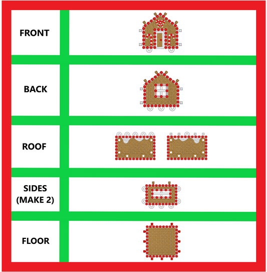 Free Standing Lace Gingerbread House Decoration, FSL Candy Cane Gingerbread House, 4X4 Hoop