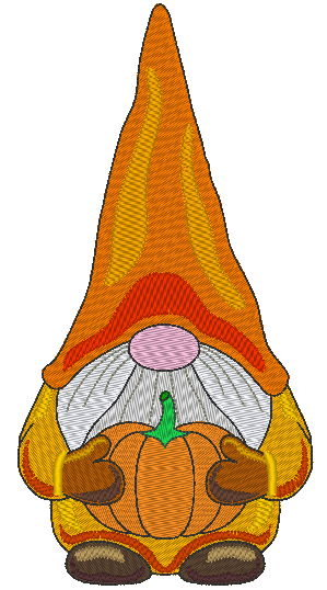 Boy Gnome With Pumpkin Machine Embroidery Design