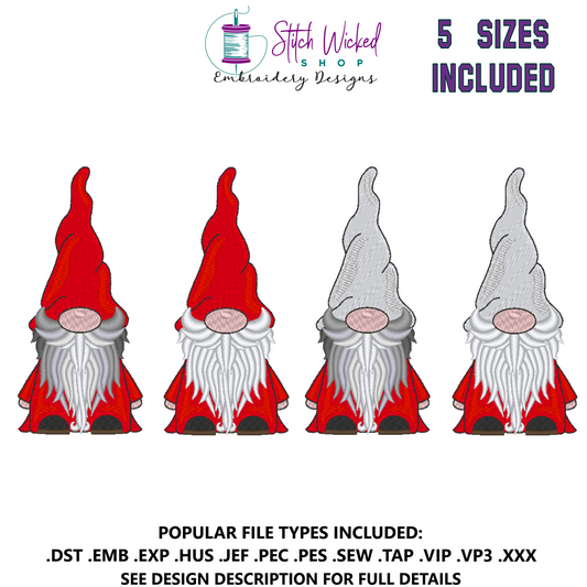 Gnome Machine Embroidery Design Bundle, Full Color Gnome - Stitch Wicked Shop