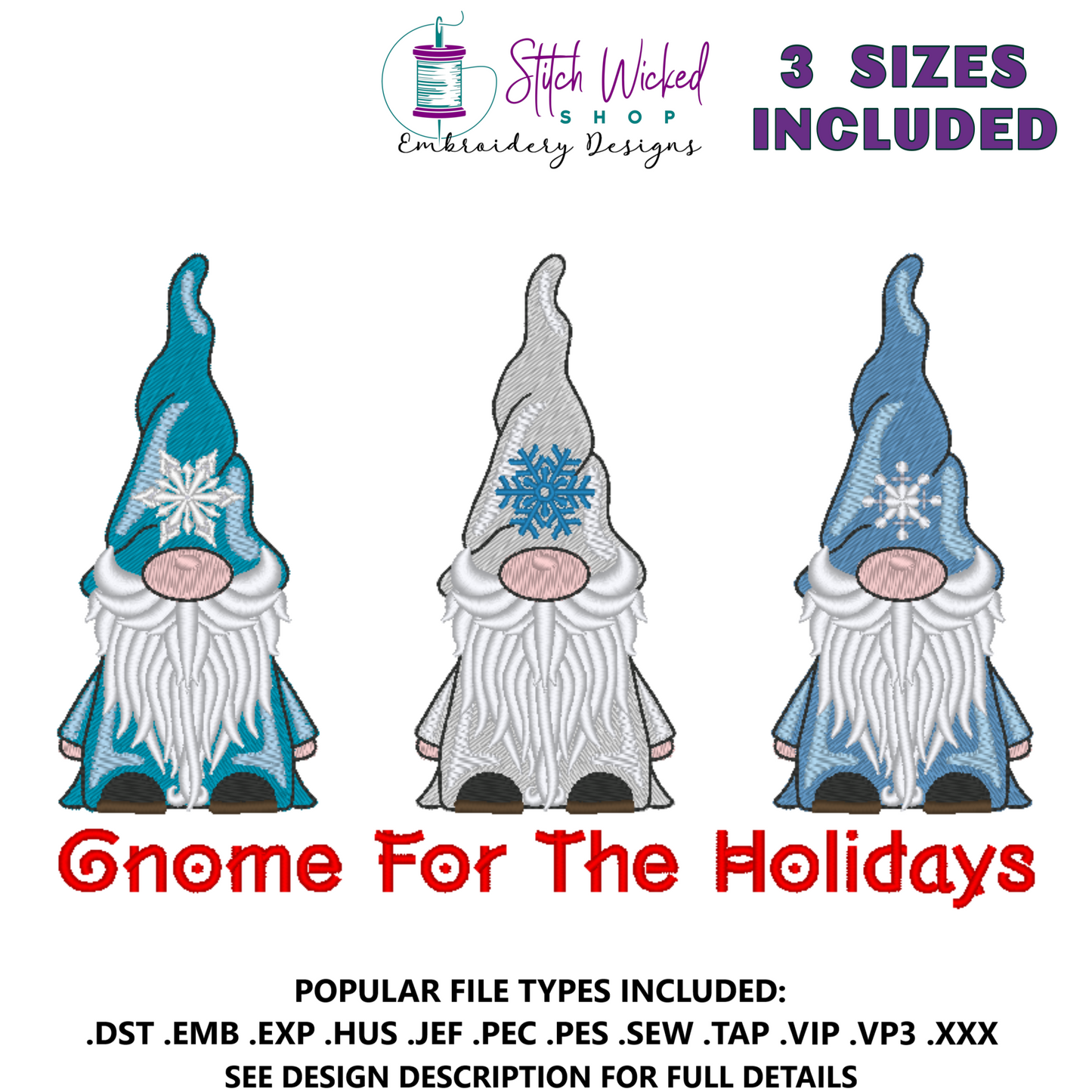 Gnome For The Holidays Machine Embroidery Design