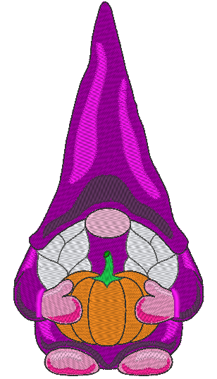 Girl Gnome With Pumpkin Machine Embroidery Design