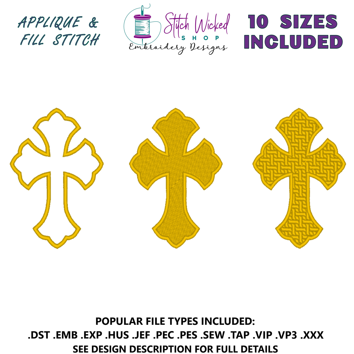 Gothic Cross Machine Embroidery Design - Stitch Wicked Shop
