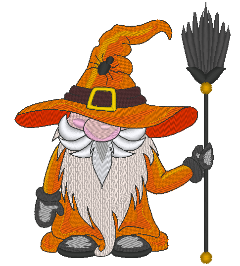 Halloween Gnome Embroidery Design, Fall Gnome With Broom
