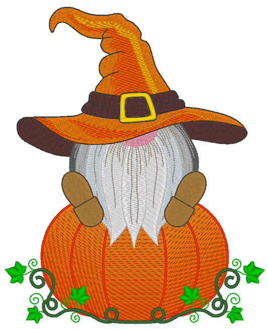 Halloween Pumpkin Gnome Embroidery Design, Fall Pumpkin