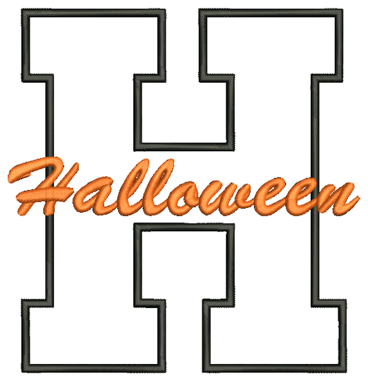 Halloween Varsity Letter H Applique Embroidery Design, 11 Sizes Included
