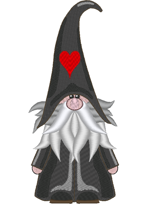 Gnome Machine Embroidery Design, Hearts Hat Card Suit