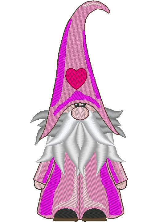 Gnome Machine Embroidery Design, Heart Hat