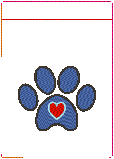 In the Hoop Bag Embroidery Design, Paw Print With Heart 5X7 Fully Lined ITH Zipper Bag (No Exposed Seams)