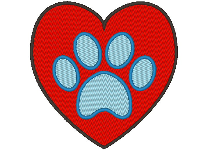 Paw Print Heart Machine Embroidery Design - Stitch Wicked Shop