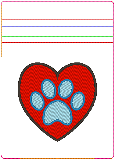 In the Hoop Bag Embroidery Design, Heart With Paw Print 5X7 Fully Lined ITH Zipper Bag (No Exposed Seams)
