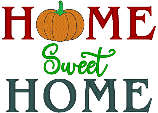 Home Sweet Home Pumpkin Machine Embroidery Design