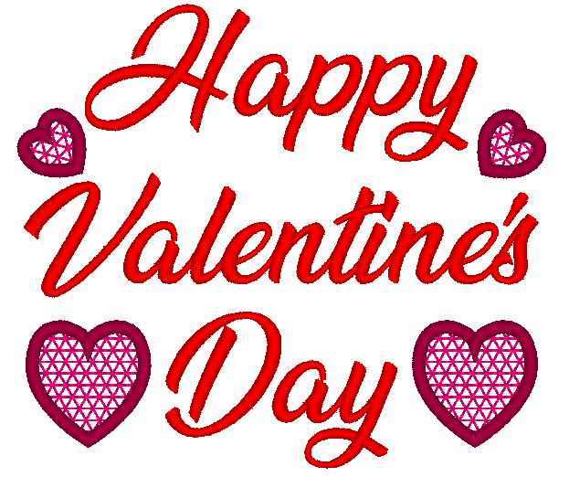 Happy Valentine's Day WIth Hearts Machine Embroidery Design