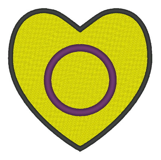 Intersex Pride Flag Heart Embroidery Design, Heart Pride Flag Patch, 7 Sizes Included