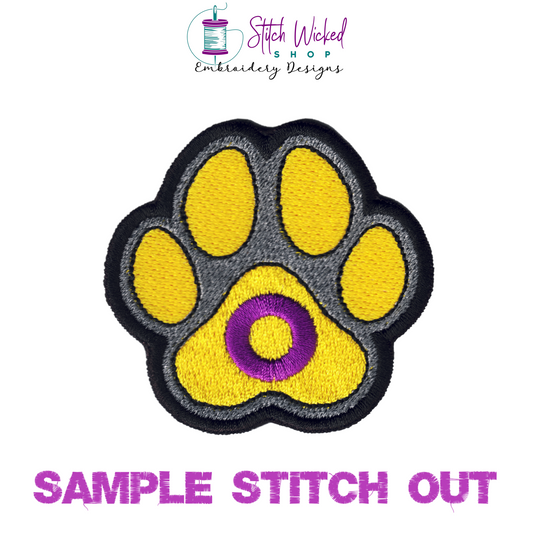 Intersex Pride Flag Puppy Dog Paw Print Machine Embroidery Design