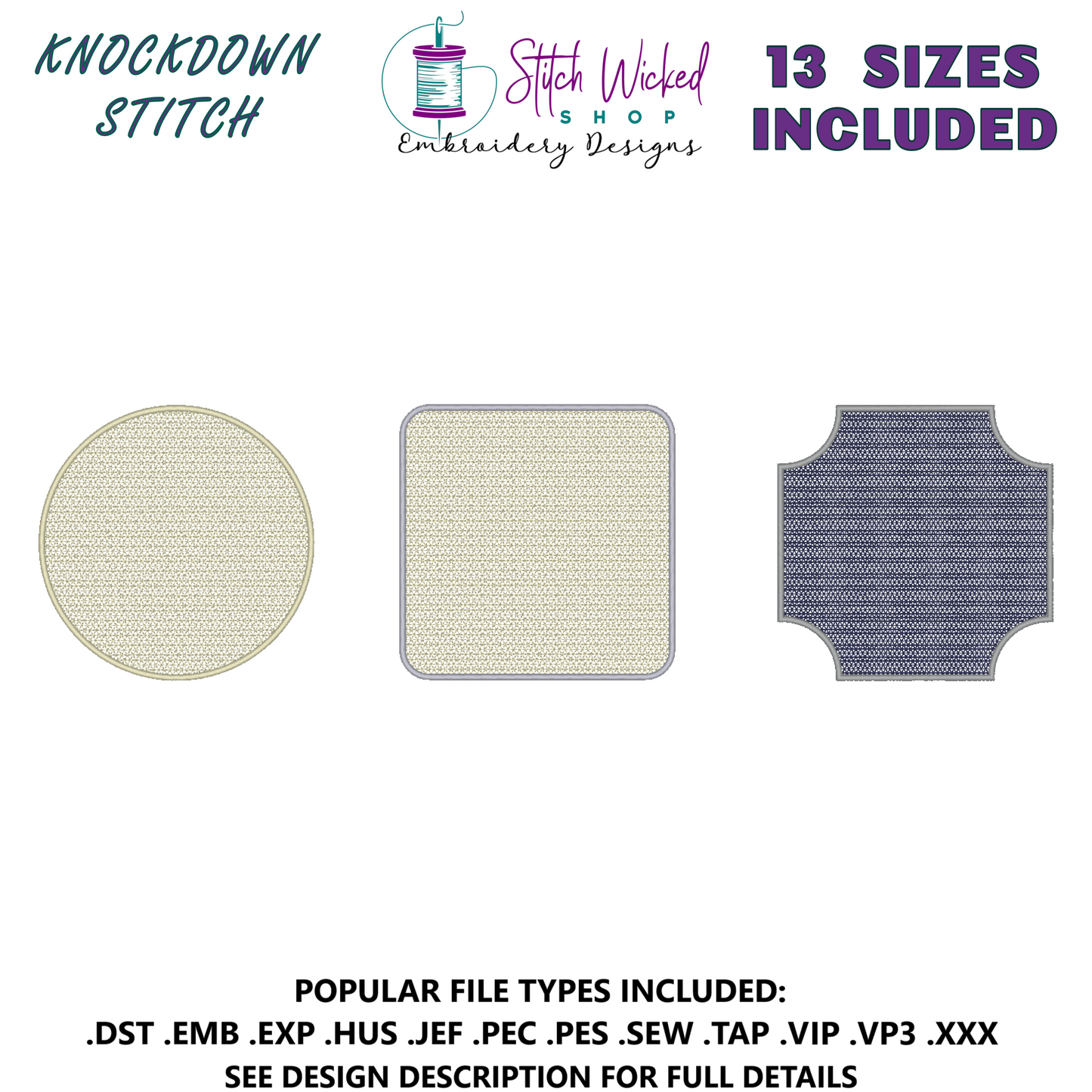 Knockdown Stitch Set Machine Embroidery Design - Stitch Wicked Shop