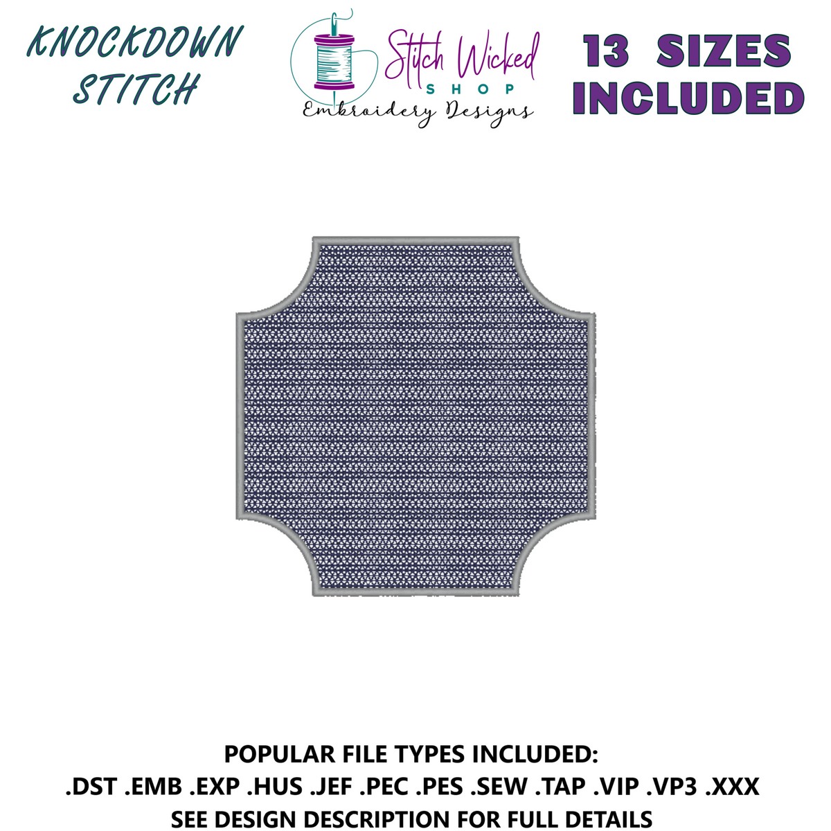 Knockdown Stitch Frame Machine Embroidery Design - Stitch Wicked Shop
