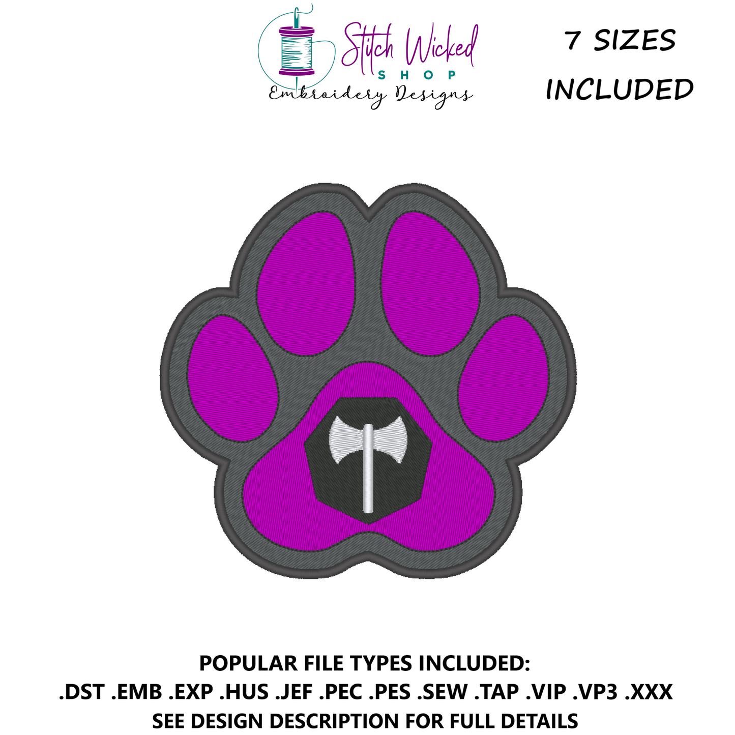 Lesbian Labrys Pride Flag Puppy Dog Paw Print Machine Embroidery Design