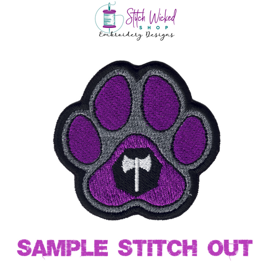 Lesbian Labrys Pride Flag Puppy Dog Paw Print Machine Embroidery Design