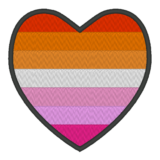 Lesbian Pride Flag Heart Embroidery Design, Heart Pride Flag Patch, 7 Sizes Included